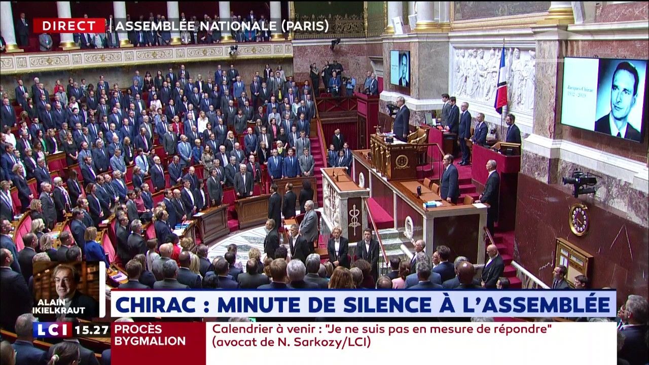 Hommage à Jacques Chirac : une minute de silence à l'Assemblée nationale