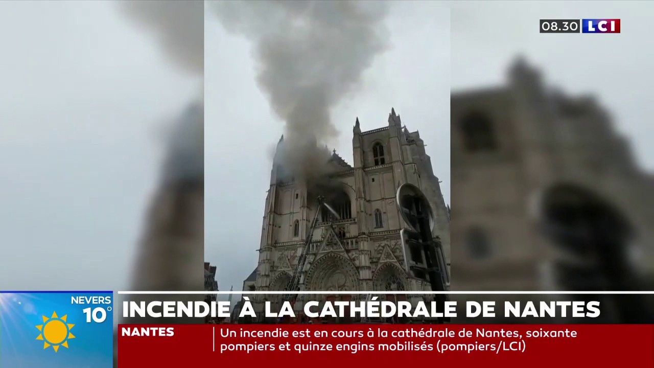 "Il y a une grosse fumée noire", raconte un témoin de l’incendie de la cathédrale de Nantes