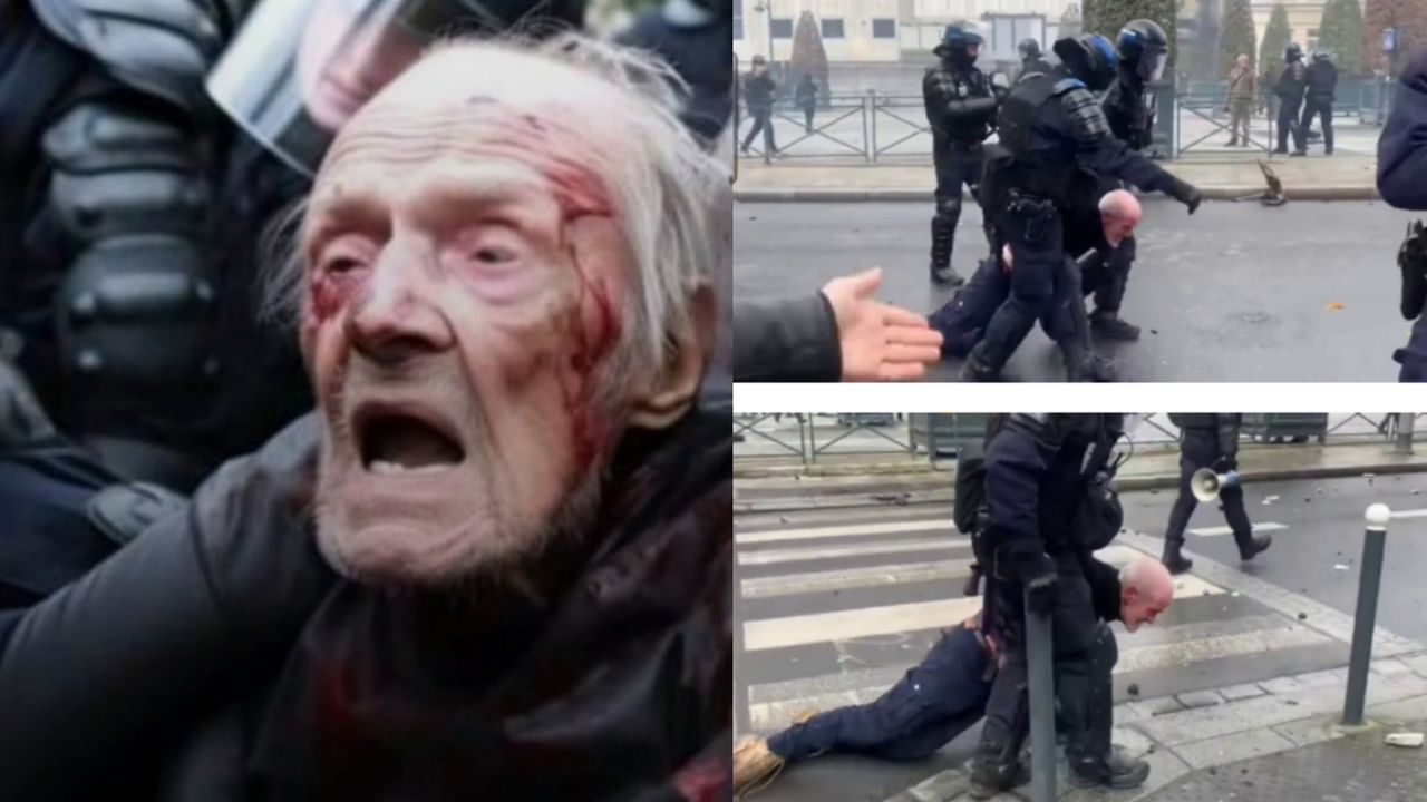 Un homme âgé a-t-il été traîné par la police au cours d'une manifestation à Paris ?