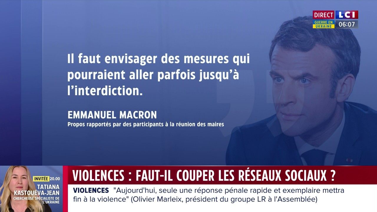 Violences urbaines : Emmanuel Macron songe à "couper" les réseaux sociaux