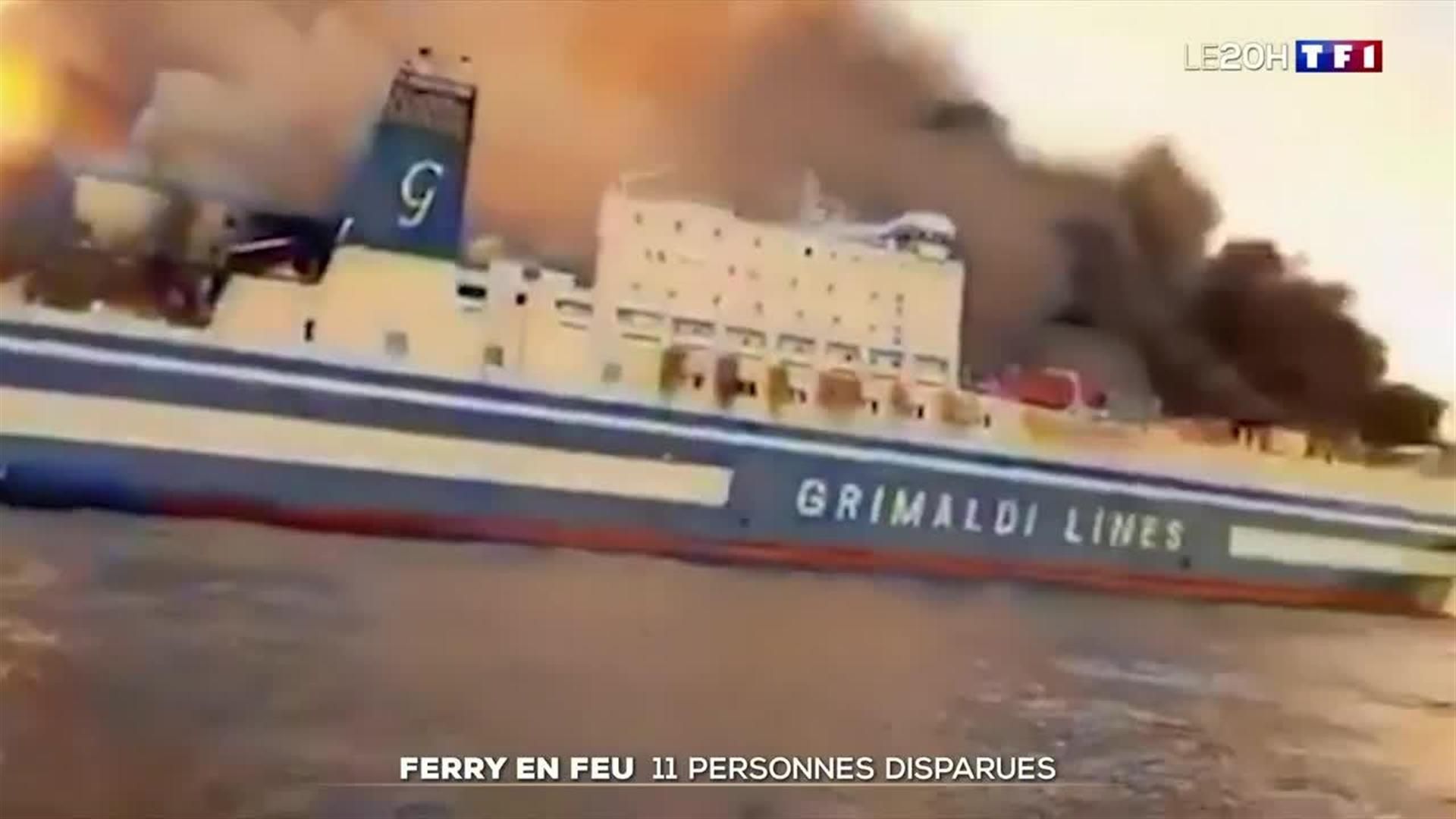 Ferry en feu : 11 personnes disparues