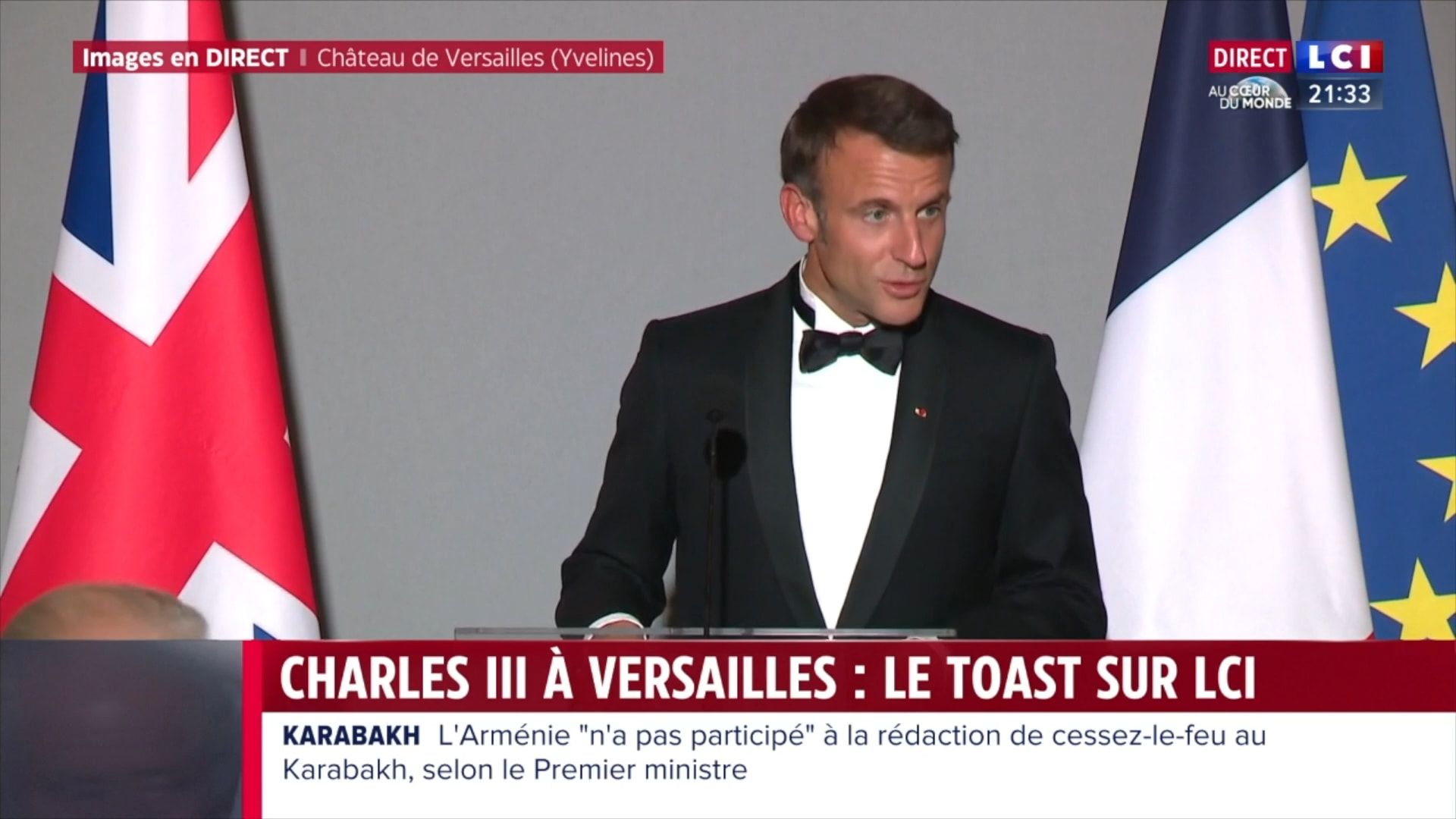 Les premiers mots du toast d'Emmanuel Macron à Versailles