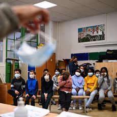 Une classe parisienne de primaires à l'heure du coronavirus. 
