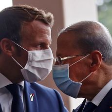 Emmanuel Macron et Michel Aoun le 1er septembre 2020 à Beyrouth (Liban).