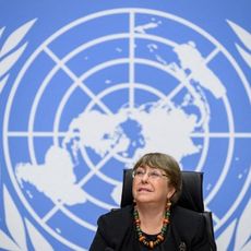 La Haut-Commissaire des Nations Unies aux droits de l'homme Michelle Bachelet, au siège européen des Nations Unies à Genève, le 9 décembre 2020. 