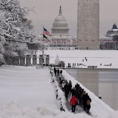 La capitale des États-Unis recouverte par une tempête de neige après des températures printanières. 03 janvier 2021.
