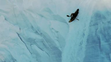 VIDÉO - Exploit en Arctique : un kayakiste descend une cascade de glace haute de 20 mètres