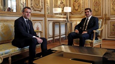 Emmanuel Macron reçoit Christian Jacob à l'Élysée en 2019