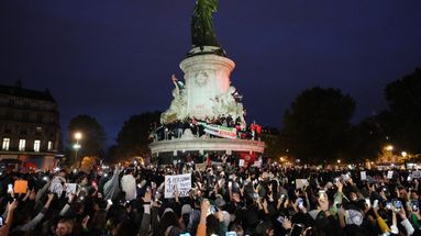 Une manifestation pro-palestinienne place de la République, à Paris, le jeudi 19 octobre 2023.