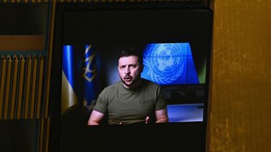 Volodymyr Zelensky s'est exprimé en visioconférence à l'Assemblée générale de l'ONU, le 21 septembre 2022.