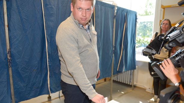 Rasmus Paludan, leader du parti d'extrême droite "Ligne dure", lors des élections législatives du 5 juin 2019, à Copenhague
